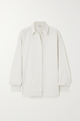 Anine Bing Braxton Striped Cotton-jacquard Shirt - Ivory